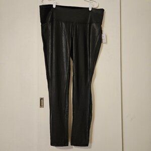 NWT Time & Tru High Rise Skinny Black Faux Leather Leggings (XXXL = 22W)